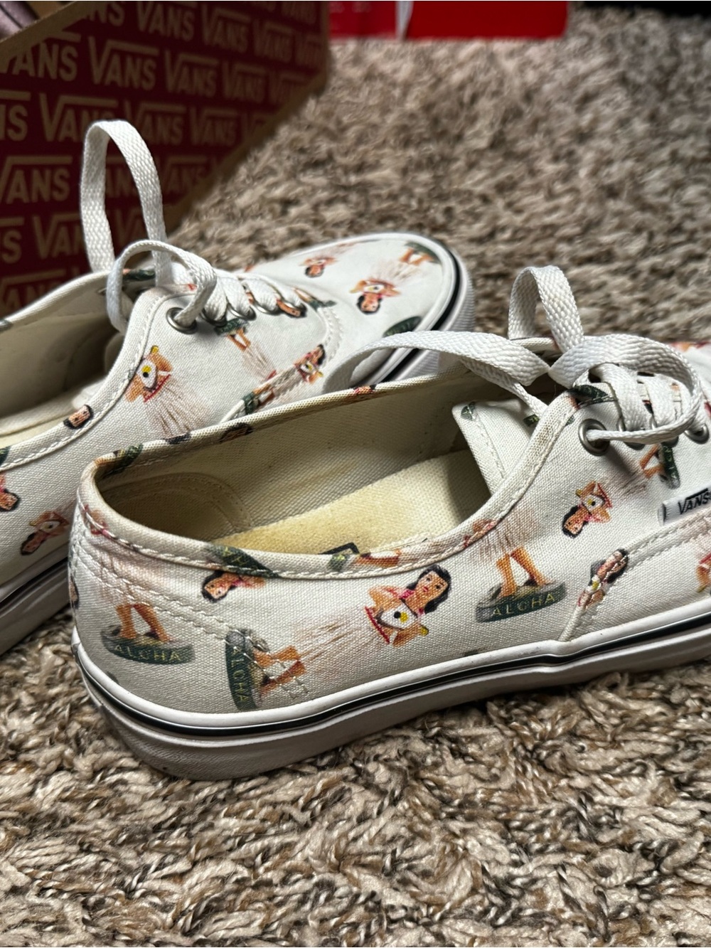 Vans Cream Canvas Low-Top Sneakers with Tropical Print